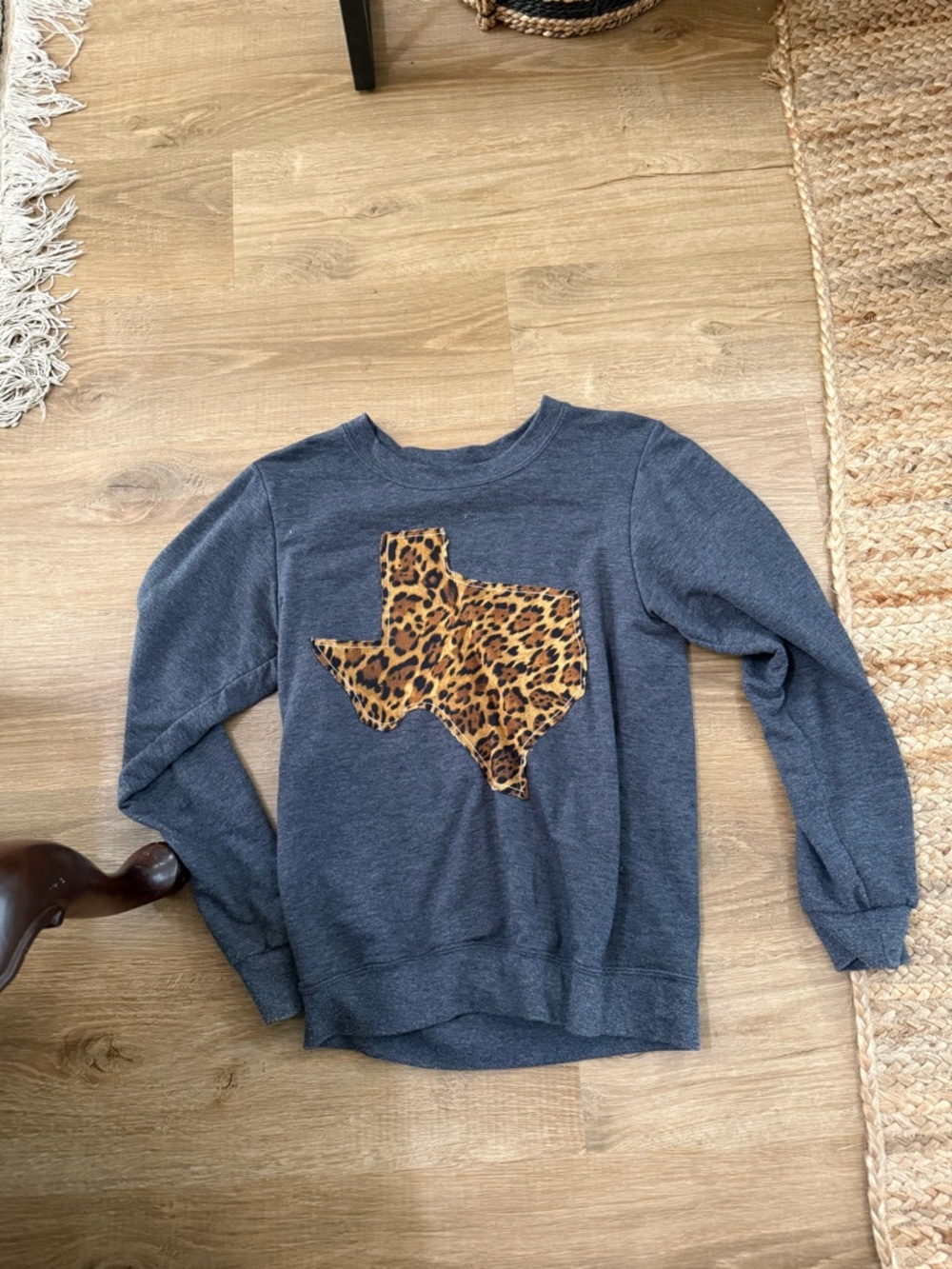 Charcoal Sweatshirt with Leopard Texas Patch